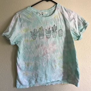 Tie dye cactus tshirt with cuffed sleeves